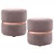 Kit 2 Puffs Decorativos Com Cinto Rosê Round B-305 Veludo Rosê - Domi