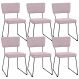 Kit 06 Cadeiras Decorativas Para Sala De Jantar Allana L02 Suede Rosê - Lyam Decor