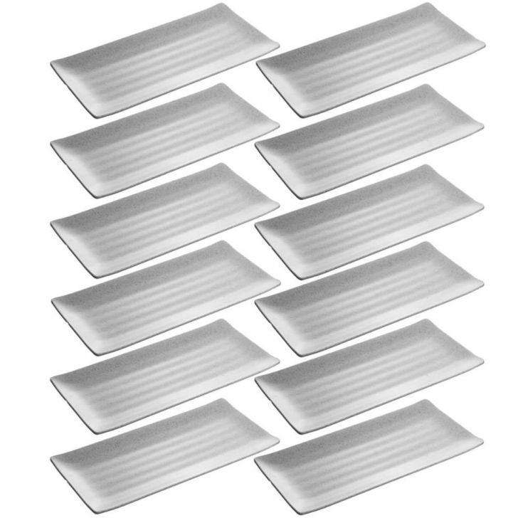 12 Bandejas Retangulares 29x14cm Travessa Melamina Servir Sushi Restaurantes Comida Japonesa Lyor