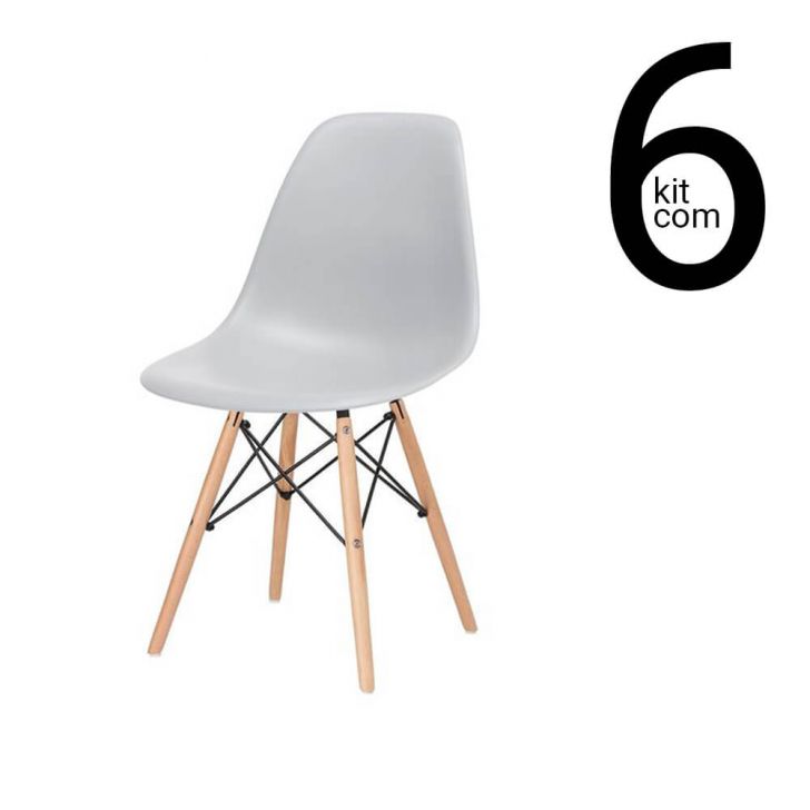 Conjunto 6 Cadeiras Eames DSW - Cinza