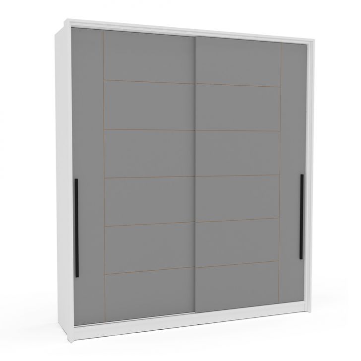 Guarda-roupa Casal Lisboa 2 Portas 2 Gavetas Branco E Cinza