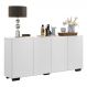 Aparador Buffet 4 Portas com Pés Quadrados Veneza Multimóveis V3557 Branco/Preto
