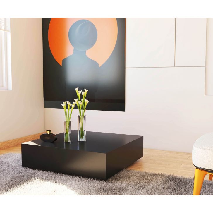 Mesa Centro MDF Quadrada Black 80cm Mesinha Sala