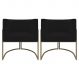 Kit 2 Poltronas Decorativas Reforçadas Para Sala Luna Escritório Consultório Recepção Corino Preto Base de Ferro Champagne