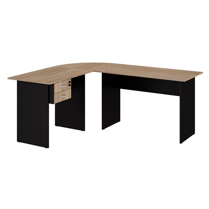 Mesa de Escritório em L New City 2 GV Calvi e Preta 180 cm