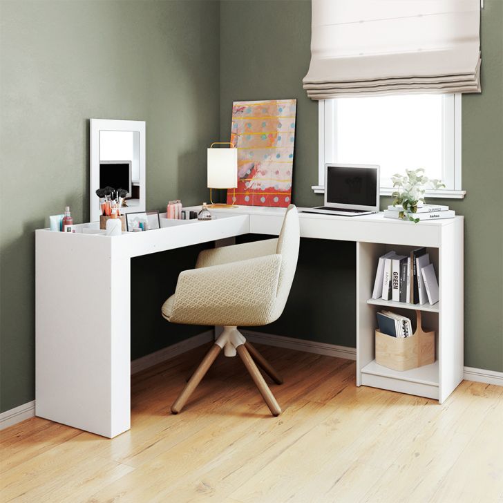 Penteadeira em L com Espelho Star Branca