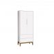 Guarda-Roupa Retrô 2 Portas Classic New Branco Fosco com Madeira - Reller