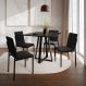 Conjunto de Mesa de Jantar com 4 Cadeiras Mônaco Veludo Preto