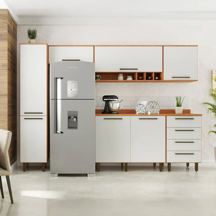 Cozinha Compacta Evolution 7 Portas 4 Gavetas Off White e Freijó