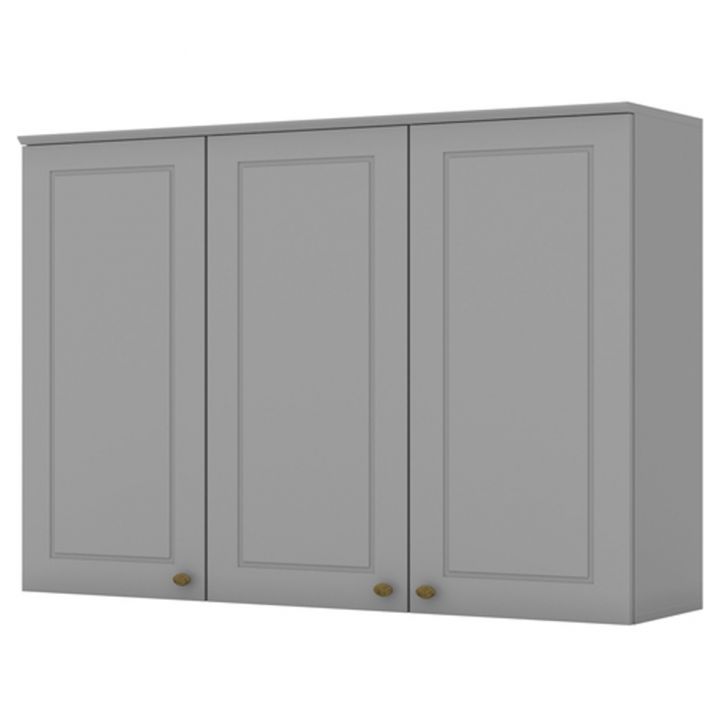 Armario Aereo 3 Portas MDF 120 cm Americana C352 Cinza Henn