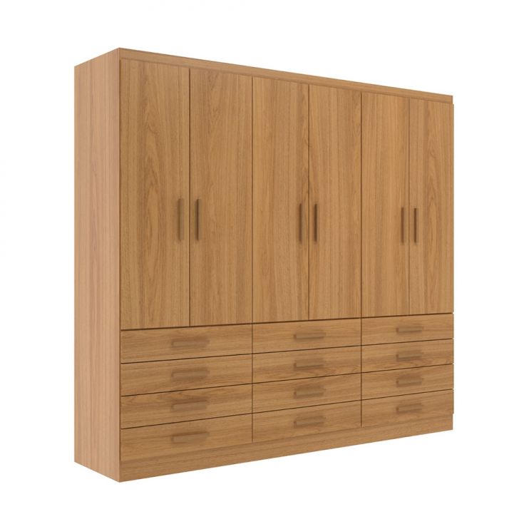 Guarda-roupa Casal New Monaco 6 Portas 12 Gavetas Cinamomo