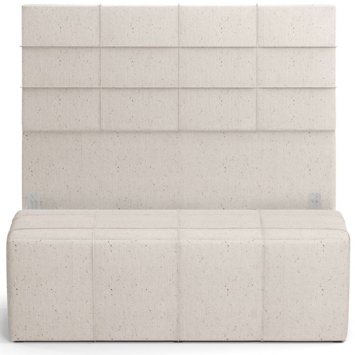Kit Cabeceira Cama Box Casal 140cm com Calçadeira Roma W01 Linho Cru - Lyam