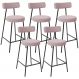 Kit 05 Banquetas Baixa Para Cozinha Sala De Jantar Bar Bancada Milão L02 Bouclê Rosê - Lyam Decor