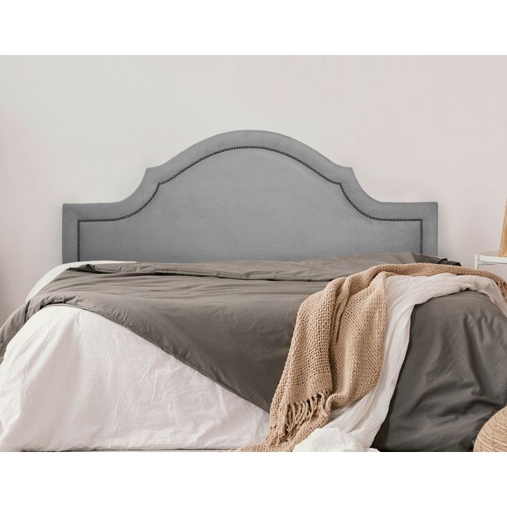 Cabeceira Queen Para Cama Box Provençal 160x60 Suede Cinza - Tachas Fumê