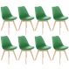 Kit 8 cadeiras jantar cozinha Leda Eames com assento estofado Verde bandeira