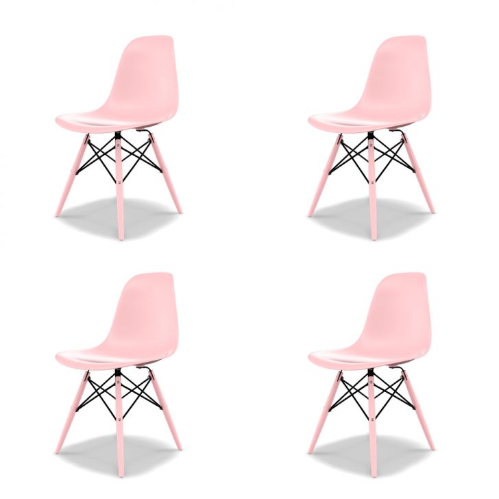 Conjunto com 4 Cadeiras Eames DSW Rosa
