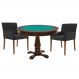 Mesa de Jogos Carteado Victoria Redonda Tampo Reversível Imbuia com 2 Cadeiras Vicenza Suede Preto Fosco G36 G15 - Gran Belo