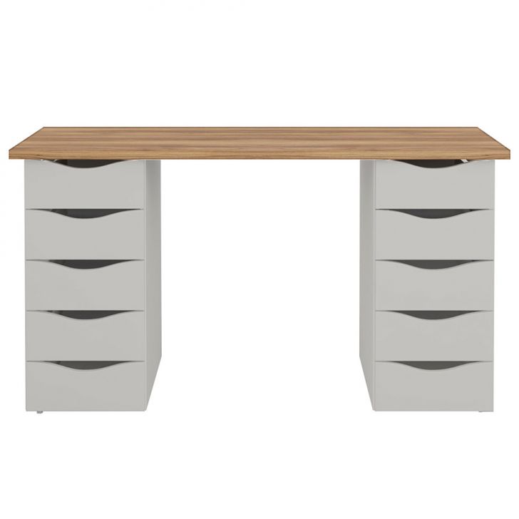 Escrivaninha Due II 10 GV Nogal e Branca