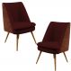 Kit 02 Poltronas Pérsia Fixa Pés Palito D02 Veludo Marsala C-278 Corano Marrom B-38 - Lyam Decor