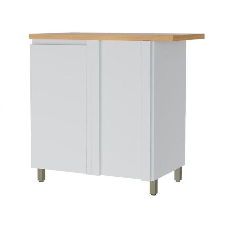 Balcão de Cozinha Rainha com Tampo 1 Porta Branco e Nature 92 cm