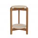 Mesa Lateral Redonda Lizz Off White e Cedro