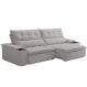 Sofá Retrátil Reclinável Para Sala de Estar Living 250cm Ártico F04 Veludo Cinza - Lyam Decor