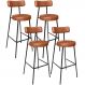 Kit 04 Banquetas Altas Bar Cozinha Sala De Jantar Em Aço Milão L02 Couríssimo Camel - Lyam Decor