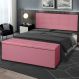 Kit Painel e Calçadeira Baú Roma Casal King 195cm Rosa - Montanaris Decor