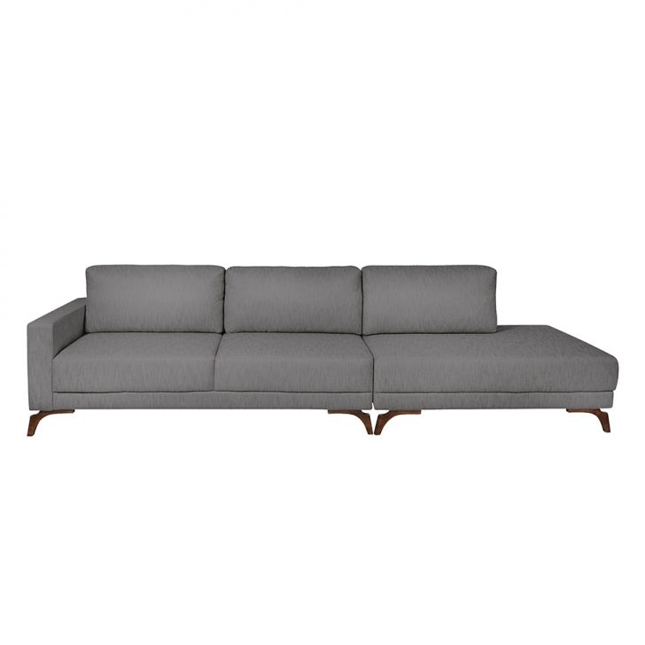 Image of Sofá 6 Lugares Henry Com Chaise Direito Veludo Cinza PLA-SO964UP11KTSMOB