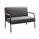 Sofá Namoradeira 2 Lugares Jade Com Apoio De Braço Madeira/metal - Suede Cinza