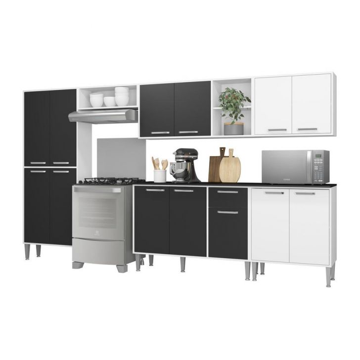 Armário de Cozinha Compacta Xangai Jazz Multimóveis Branco/Preto