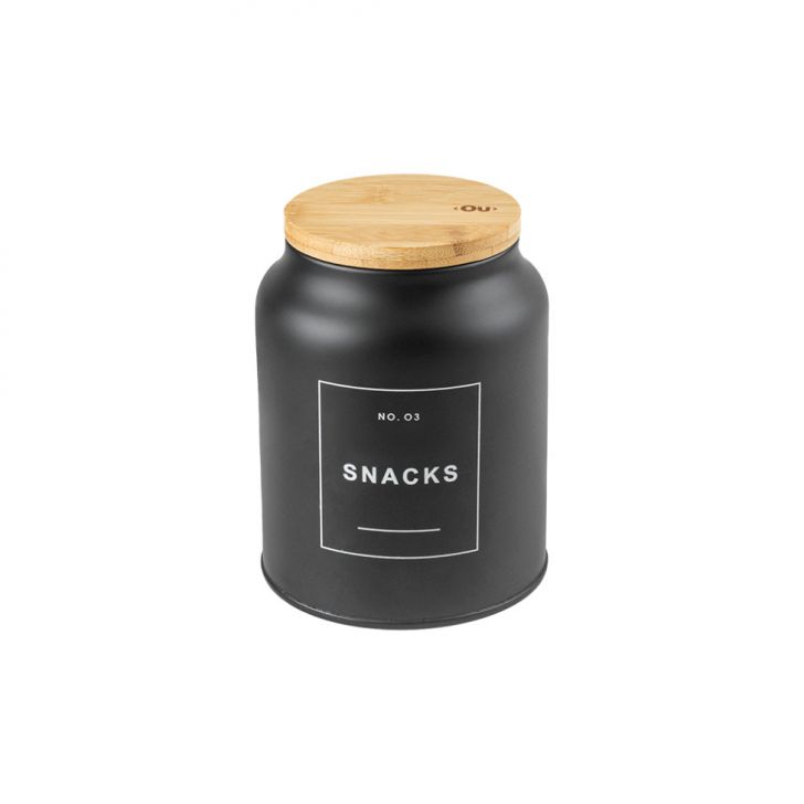 Pote para Snacks Sense Preto e Bambu
