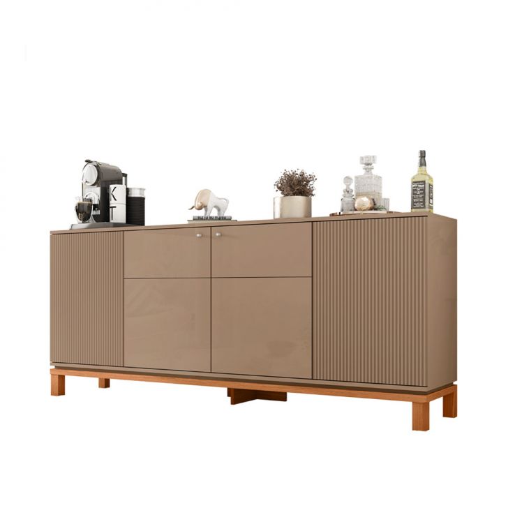 Buffet Mondrian 4 Portas Bege e Freijó