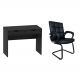 Conjunto de Mesa New com Cadeira de Escritório Interlocutor Fixa Charles Preta