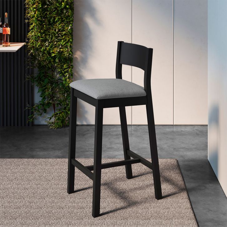 Banqueta Manu Algodão Cinza e Preta