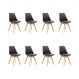 Kit 8 Cadeiras Estofadas Saarinen Wood Pés de Madeira Preto