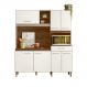 Armario Cozinha 7 Portas e 1 Gaveta Yara Off White Cristal/Evora Rustico