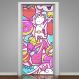 Adesivo para Porta Unicórnio e Itens-73X210Cm
