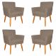 Kit 4 Poltronas Decorativa para Sala de Estar Cecília Suede Cappuccino - Montanaris Decor