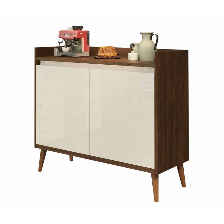 Buffet Aparador Retrô Delux 2 Portas Malbec com Off White - MoveisAqui