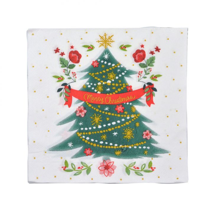 Guardanapo de Papel Árvore de Natal Bege e Verde