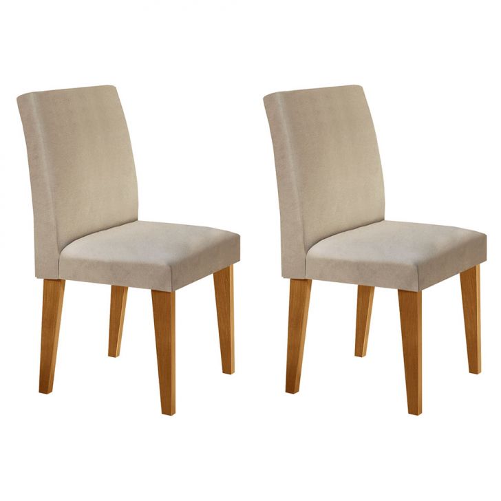 Conjunto com 2 Cadeiras Grécia I Linho Turim Bege e Imbuia