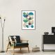 Quadro Abstrato Bauhaus Cores Frias 60x43 Filete Preto