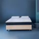 Cama Box Viúva com Colchão Mola Ensacada Guldi Firme e 2 Travesseiros Guldi Nasa Viscoelástico Natural, Azul e Branco