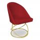 Cadeira Poltrona de Jantar Bela Suede Vermelho Base Metálica Luxo Dourado - Pallazio