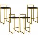 Kit 04 Banquetas Alta Para Cozinha Sala De Jantar Hanna L02 Dourado Corano Preto - Lyam Decor