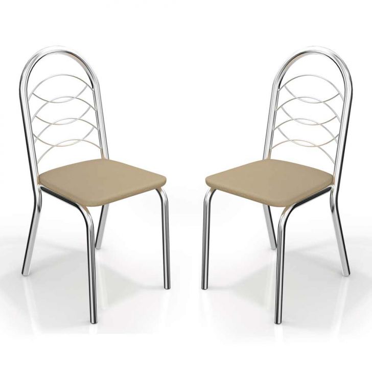 Conjunto de Cadeira Holanda Cromada Cor Nude 2 Peças Kappesberg