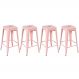 Kit 4 banquetas altas Iron Tolix 76 cm Rosa antigo