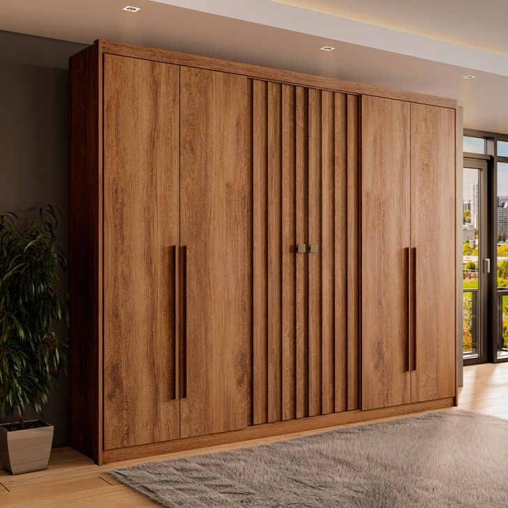 Image of Guarda-roupa Casal Vancouver Flex 6 Portas 3 Gavetas Freijó E Linho PLA-MO895CL01ZFQMOB