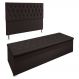 Kit Cabeceira e Calçadeira Baú Casal 1,40m Madrid Suede Marrom - Pallazio
